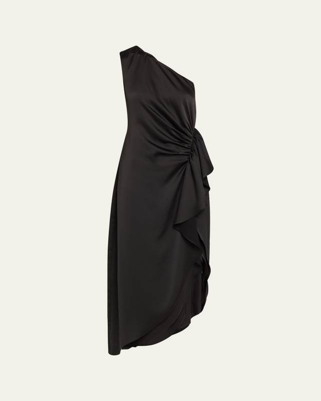 Malika Draped One-Shoulder Midi Dress